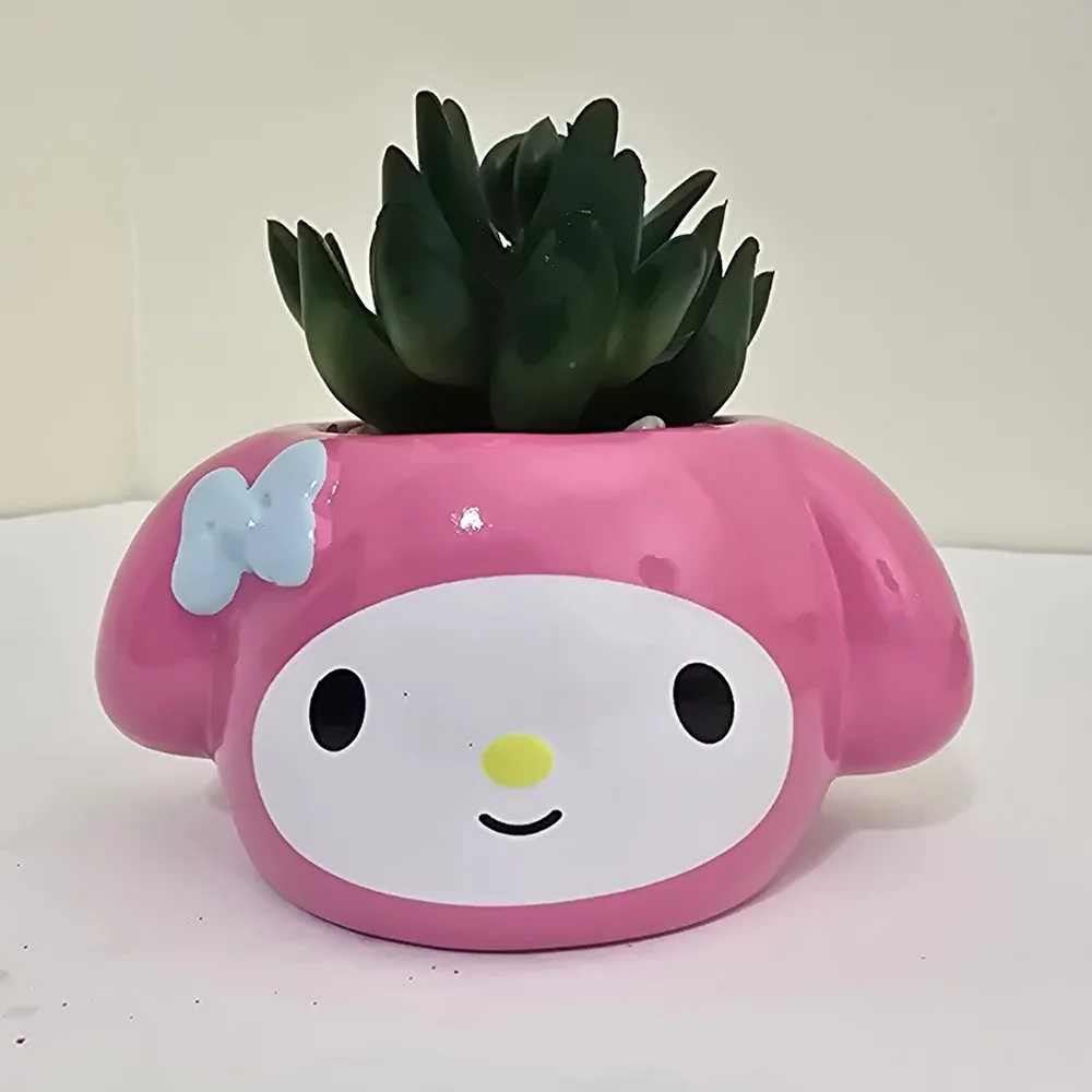 My Melody sanrio 3 Inch Ceramic Mini Planter Artificial Succulent Decor Pink